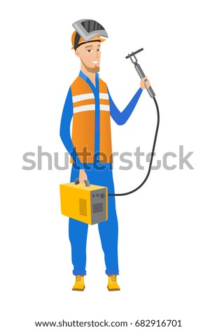 Similar – Image, Stock Photo Welder is welding in the garage,industrial worker