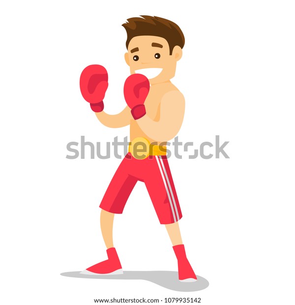 Smiling Caucasian White Boxer Red Boxing Stock Vector (Royalty Free ...