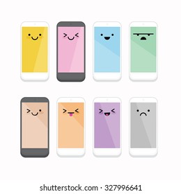 Smiling Cellphone with different color and expression