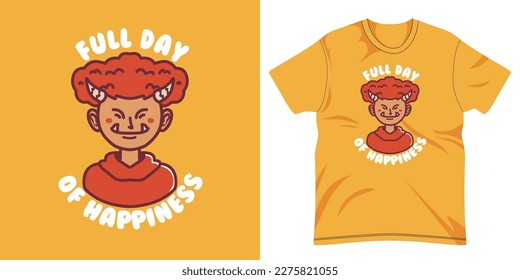 Smiling character illustration for international happy day, International day of happiness t shirt or jacket design. Orange smiling character design. The design can still be changed in color.