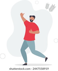 Smiling character making an approving gesture.concept of joy and good mood