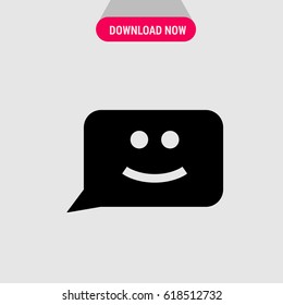 Smiling Chat Bubble Vector Icon, Chat window with smile background  symbol. Simple, modern flat vector illustration for mobile app, website or desktop app 