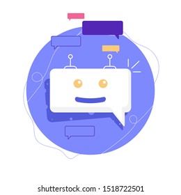 Smiling Chatbot Flat Icon Illustration