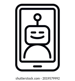 Smiling chatbot icon. Outline Smiling chatbot vector icon for web design isolated on white background