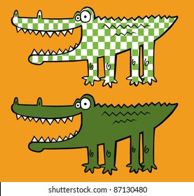 Smiling Checker Cartoon Crocodile