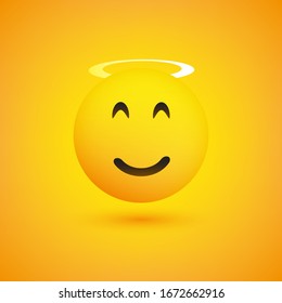 Smiling Cheeky Face with Angel Halo - Emoticon Concept Design