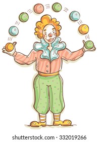 smiling cheerful clown on a white background