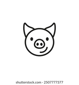 Smiling cheerful cute pig. Vector on white background.