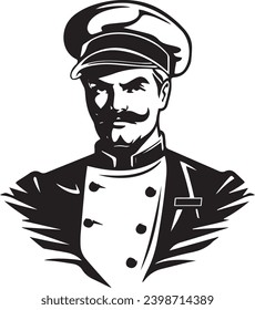 Smiling chef in arms crossed pose. Happy chef cook in hat isolated on white. Vector illustration.
