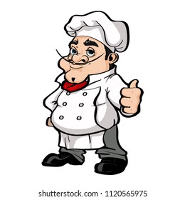 Smiling Chef cartoon character big thumbs up