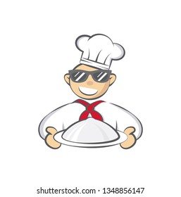 Smiling Chef cartoon character on white background