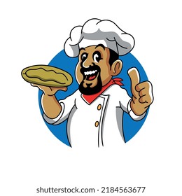 
Smiling chef cartoon character.vector illustration