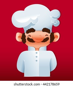 smiling chef frontal hands behind his back 