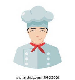 Smiling chef icon cook icon avatar flat style