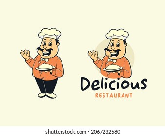 Smiling chef mascot logo template
