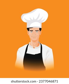 lächelnder Küchenchef, Vektorgrafik einzeln