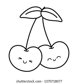 smiling cherries icon black and white