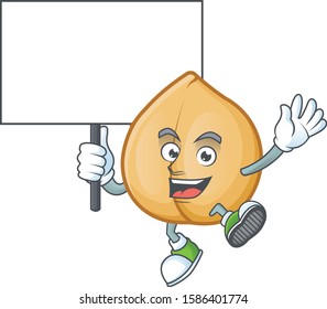 Smiling chickpeas cute cartoon style bring board