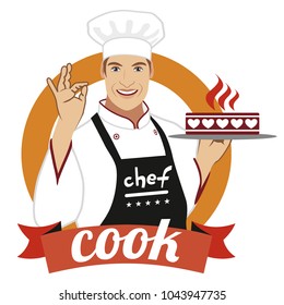 Smiling Chief Cook Vector Logo Mark