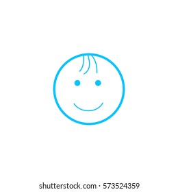 Smiling child icon flat. Blue pictogram on white background. Vector illustration symbol