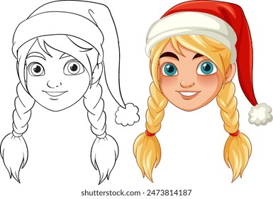 Smiling child wearing a festive Santa hat