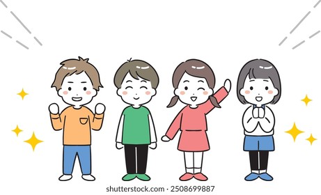 Niños sonrientes que transmiten un mensaje