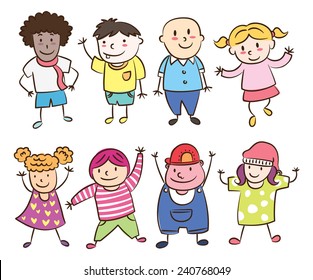 Smiling Children Lined Stock Vector (Royalty Free) 240768049 | Shutterstock