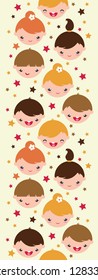 Smiling children vertical seamless pattern background