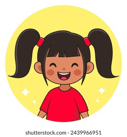 Chica china sonriente. Niño feliz. Avatar para redes sociales. Ilustración vectorial.