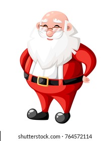 Smiling Christmas cartoon Santa Claus character without hat hat holiday character vector illustration isolated on white background web site page and mobile app design.