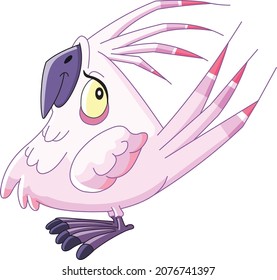Smiling chubby pink parrot cartoon