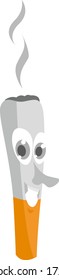 Smiling cigarette, illustration, vector on white background