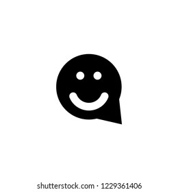Smiling  in circular speech balloon vector icon