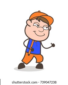 Smiling Clever Man in Running Pose Vector