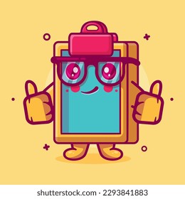 smiling clipboard character mascot with thumb up hand gesture isolated cartoon in flat style design