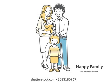 Smiling close friends family image illustration material
