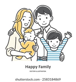 Smiling close friends family image illustration material