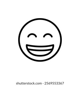 Smiling with closed eyes emoji icon Thin vector set