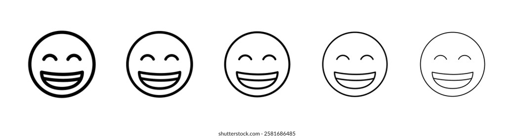 Smiling with closed eyes emoji icon Vector logo sign