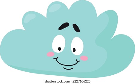 Cara de nube sonriente. Personaje feliz de kawaii