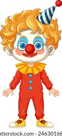 Smiling clown with bright outfit and hat