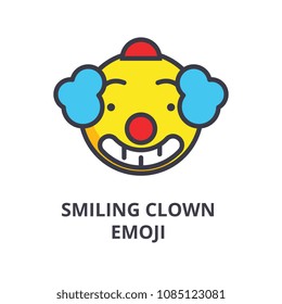 smiling clown emoji vector line icon, sign, illustration on background, editable strokes