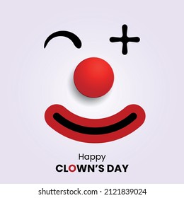 Smiling clown face with a big red rubber nose