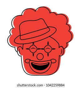 smiling clown face with hat and hair funny