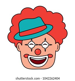 smiling clown face with hat and hair red