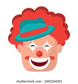 smiling clown face with hat and hair red