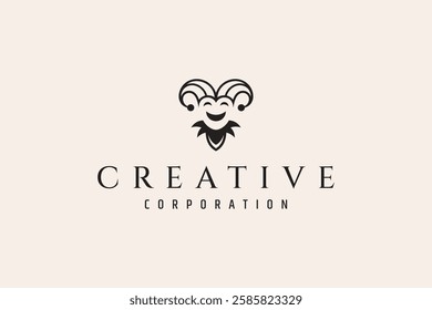 smiling clown face logo in flat design style