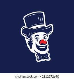 smiling clown with hat and red nose vector illustration