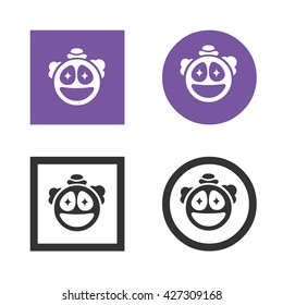 smiling clown icon flat set