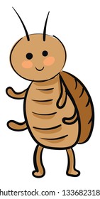 Ilustración vectorial de cucarachas sonrientes sobre fondo blanco.